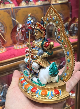 财宝天王/毗沙门/财宝大将/多闻天王/15cm 紫铜佛像护法财神摆件