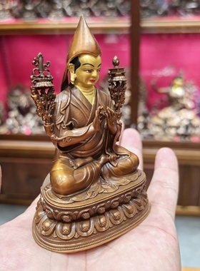 宗喀巴/阿卡巴/阿卡巴大师/萨巴/萨巴扎巴/洛桑扎巴/10cm紫铜佛像