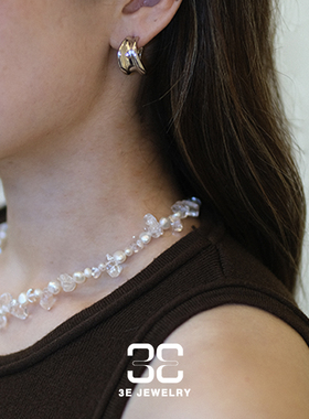 夏日串珠项链 天然水晶珍珠