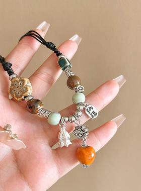 新中式项链手工陶瓷串珠编绳招财项链女2024新款爆款小众锁骨链