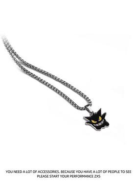ZXS日韩卡通黑化耿鬼钛钢项链个性街头蹦迪嘻哈吊坠配饰品男女潮