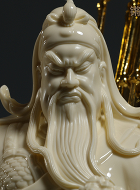 锵锵陶瓷立石五旗关公神像