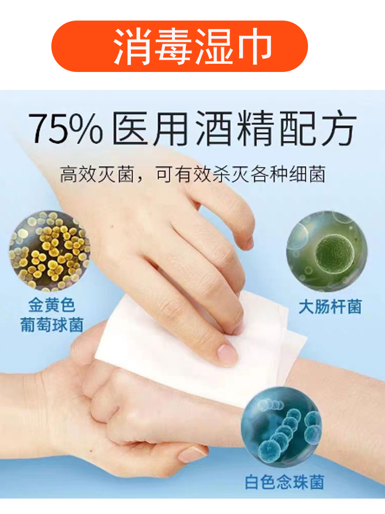 75%酒精消毒湿巾单独包装便携小包随身装湿纸巾杀菌棉片专用随身-图0