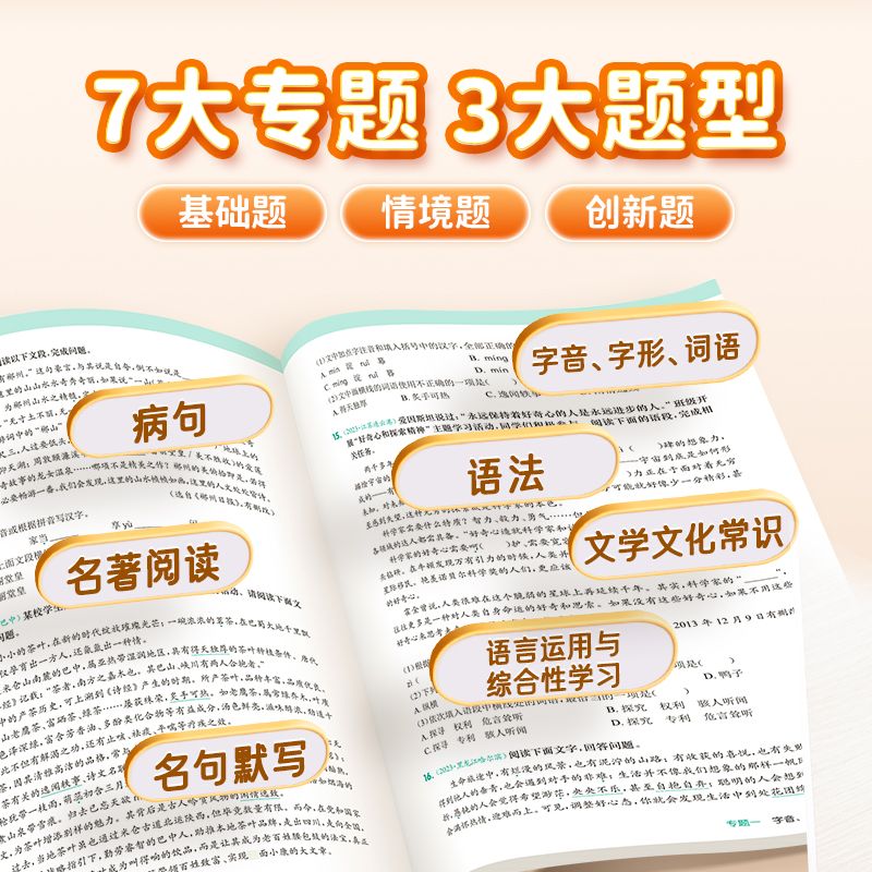 【易蓓】拿下中考基础分初中语文专题训练七八九年级四轮复习真题卷必刷题基础题专项训练习册基础知识手册初二初三总复习冲刺资料 - 图2