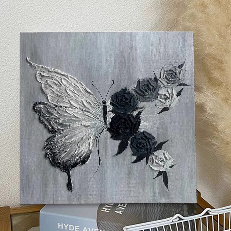 蝴蝶立体肌理画diy手工材料包高级感石英砂丙烯手绘装饰画礼物,淘宝优惠券,粉丝福利购,淘宝优惠卷