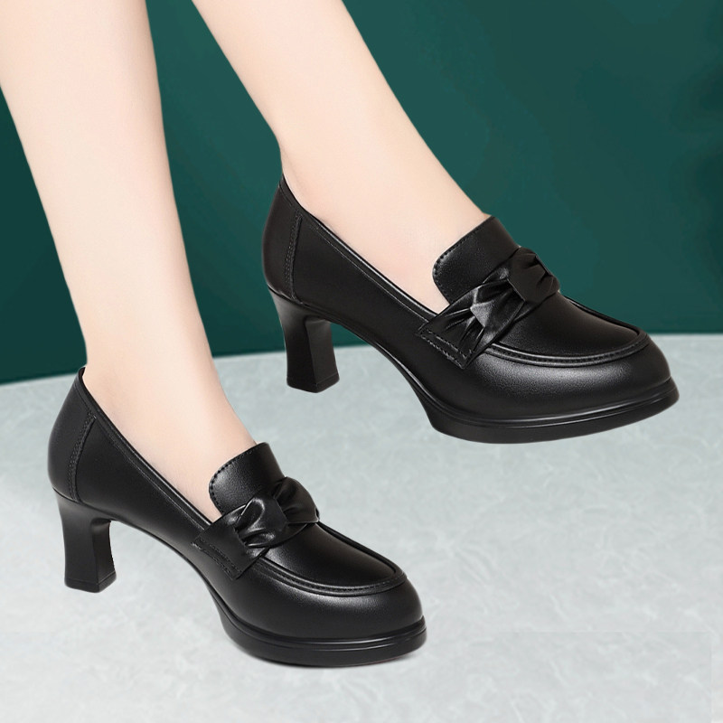 粗跟防水台百搭乐福女鞋防滑耐磨职业工作单鞋厚底一脚蹬深口女鞋,淘宝优惠券,粉丝福利购,淘宝优惠卷