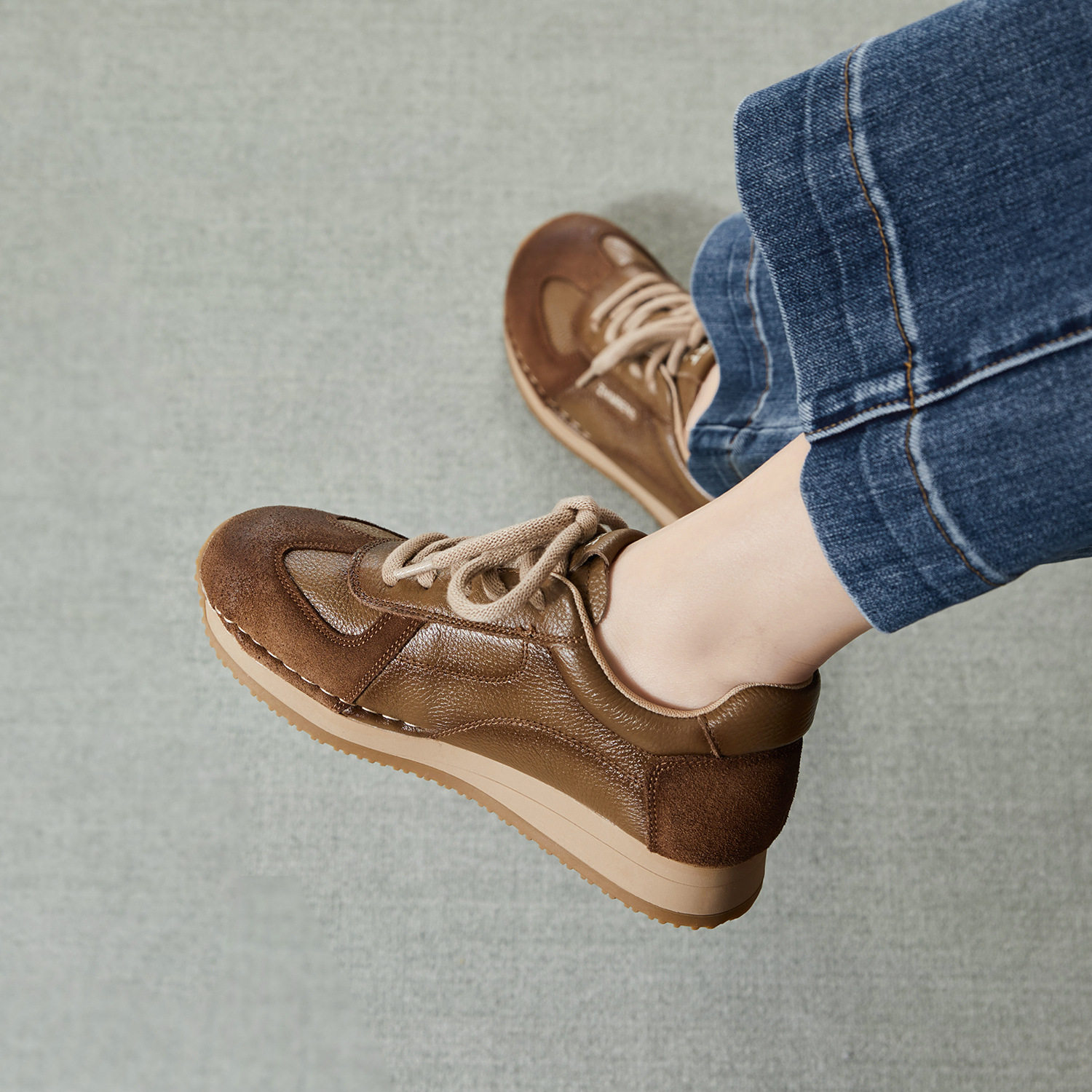 真皮德训鞋女2026春季新款平底复古运动休闲女鞋子百搭爆款阿甘鞋,淘宝优惠券,粉丝福利购,淘宝优惠卷