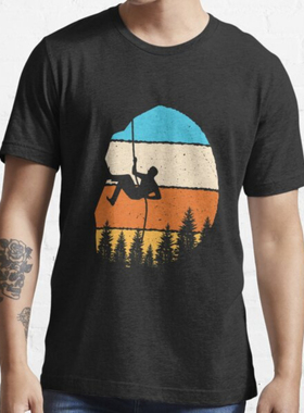 Men's vintage T-shirt 3D printing2023男式复古攀岩者T恤3d打印