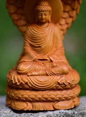 跨境厂家直供崖柏木雕刻蛇佛如来佛祖神像摆件阿弥陀佛菩萨家居