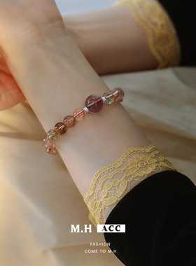 跨境新中式单圈彩发晶紫幽灵手串女款轻奢时尚小众设计高级感