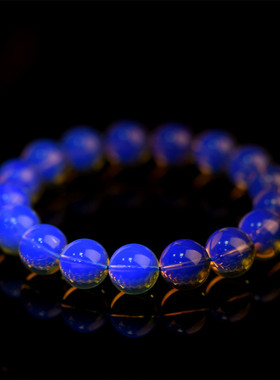 跨境久雅水晶 天然蓝珀手链  时尚金珀 净水蓝珀圆珠手串