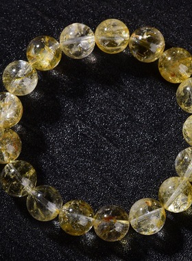 跨境蓓蓓福水晶 黄托帕石圆珠手链 黄色托帕石手串桂花黄托帕