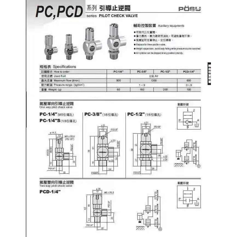 北钜SYC1德大9首轮刀库气缸配件353台湾逆止阀PC-/4'S止-图0