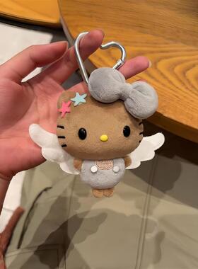 日本ULALOV新款天使kitty包包挂件黑皮豆豆眼kt公仔玩偶生日礼物