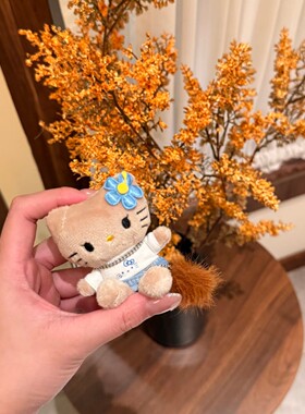 日本ULALOV黑皮me联名牛仔裙kitty小鼻嘎包包挂件玩偶钥匙扣l礼物