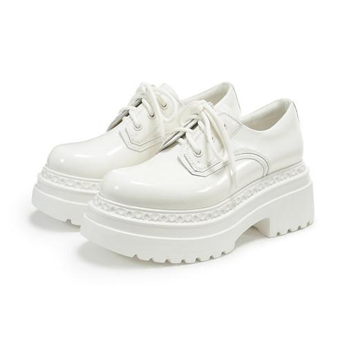 【秦岚沈月同款】VITTORIO VENTURA薇薇燃 牛皮增高厚底德比单鞋 - 图0