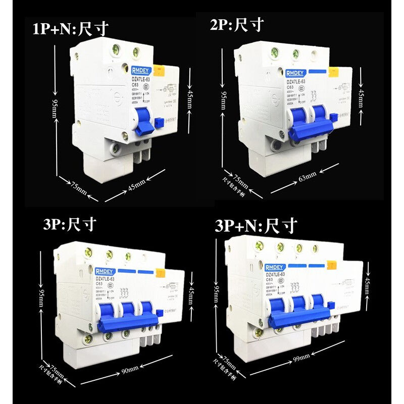 DZ47LE2P63A空气断路器带漏电保护器C45家用漏保2P63A-图0