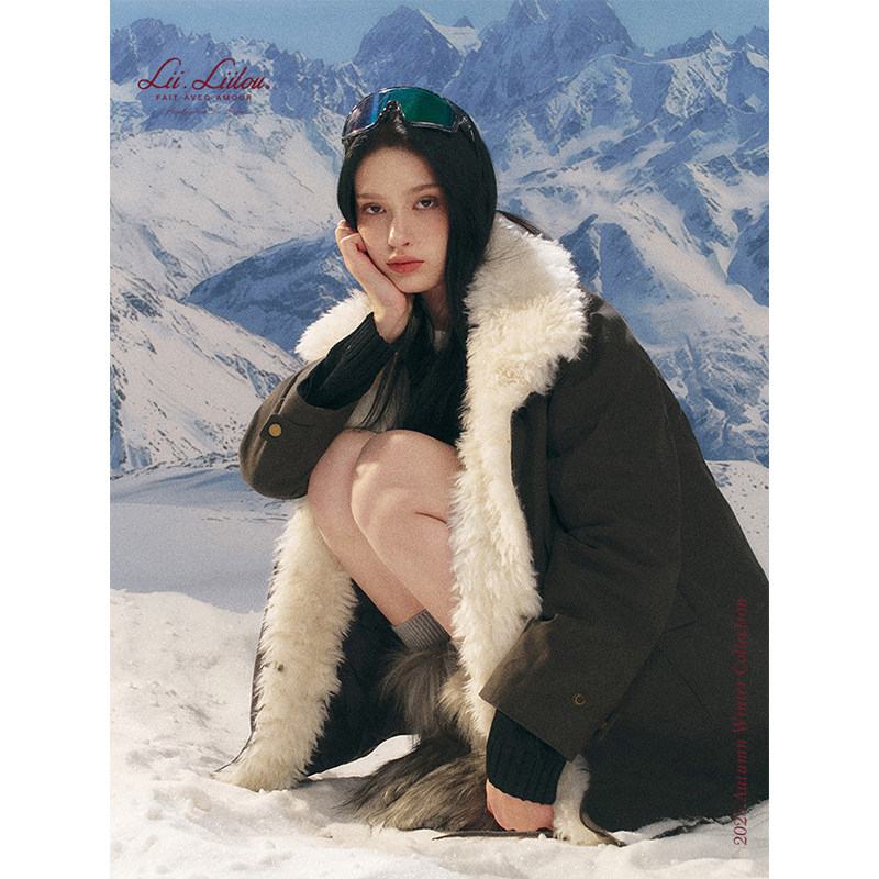 Liilou  都市游牧 50白鸭绒 100棉毛领工装派克服中长款外套,淘宝优惠券,粉丝福利购,淘宝优惠卷