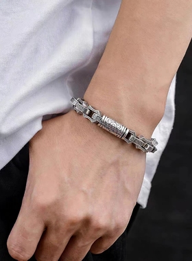 925镀银水波纹不规则镀银手链男