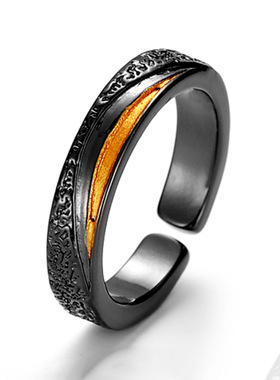 925镀银新款《破晓》戒指轻奢黑