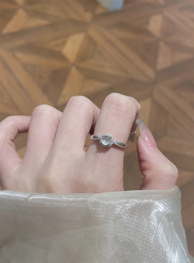 白色蛋面围镶戒指新中式古风精致