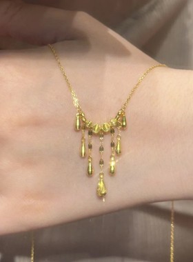 新款水滴流苏项链新中式宫廷风河