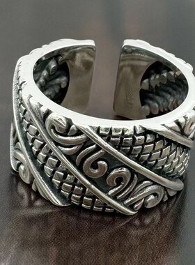 新款国潮风卷尾花戒指个性潮流嘻