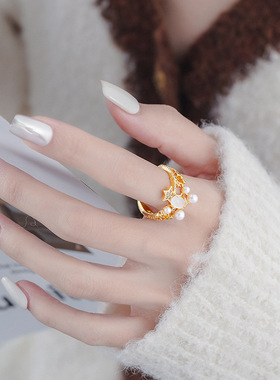 新款彗星双层镶钻戒指女百搭气质