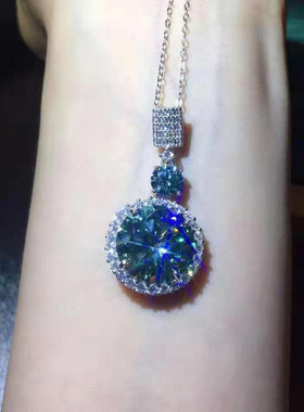 蓝绿色吊坠主石14mm八心八箭切工