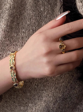 【珐琅葫芦】紫色叠戴蛇形葫芦戒