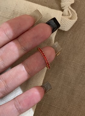 新款红色极细小排钻戒指女轻奢小