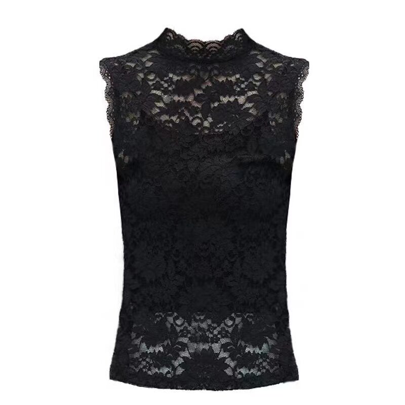 网红款蕾丝假领子半高领蕾丝花边背心镂空套头衫秋冬内搭美脖百搭