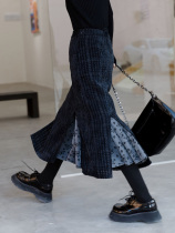 vintage ancient dress code half body dress female autumn winter 2023 new vintage A character dress High waist fish tail long dress winter dress