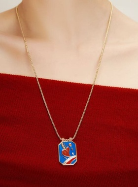 珐琅彩恋爱项链长款毛衣链