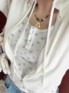 缤纷海岛扶桑花项链女多巴胺串珠