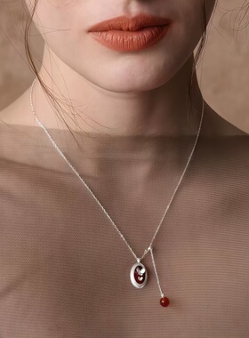 蝴蝶红玛瑙复古叠戴毛衣链