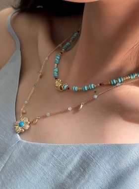 发财小花串珠项链叠戴