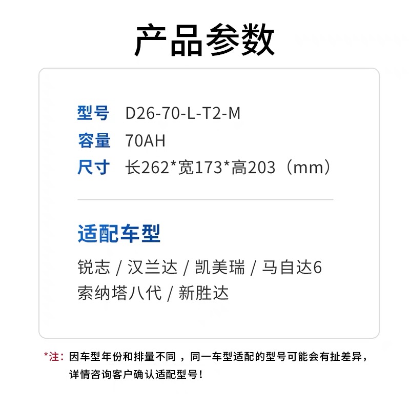 瓦尔塔汽车电瓶蓄电池12V70ah凯美瑞哈弗H6天籁索纳塔雅阁GL80D26-图1