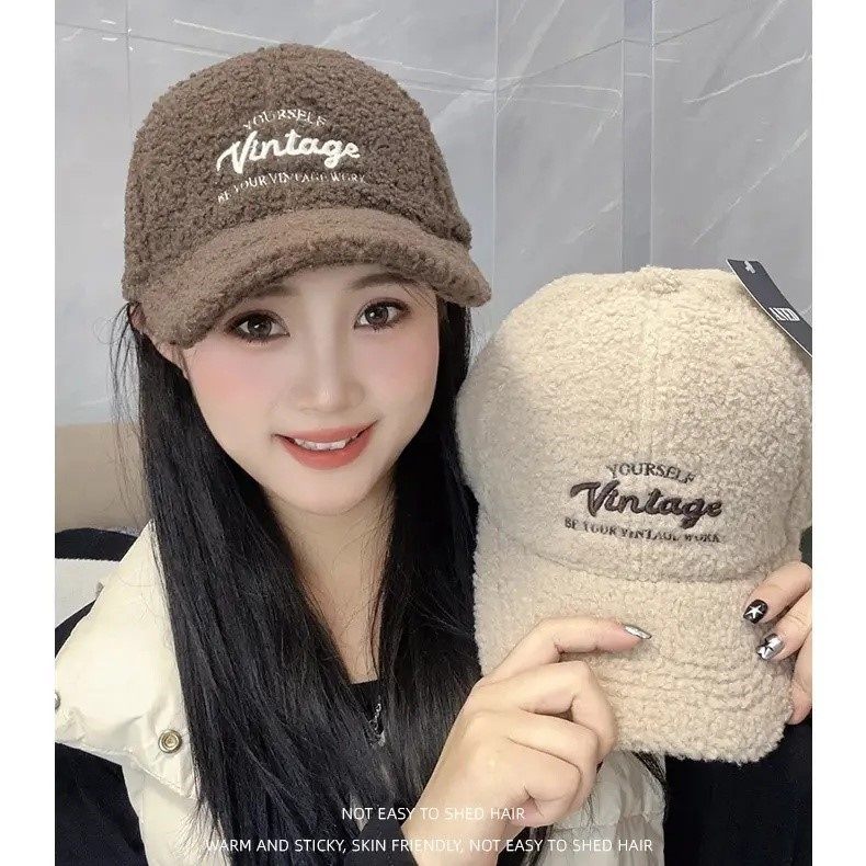 帽子女2025新款爆款洋气棒球帽大头围显脸小帽子女秋冬毛绒鸭舌帽,淘宝优惠券,粉丝福利购,淘宝优惠卷