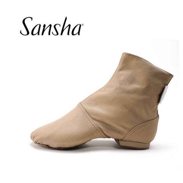 Sansha Sansha cowhide jazz dance shoes dance boots soft leather sole high zipper design dance shoes black