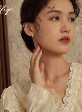 10K金绿松石耳环女高级感