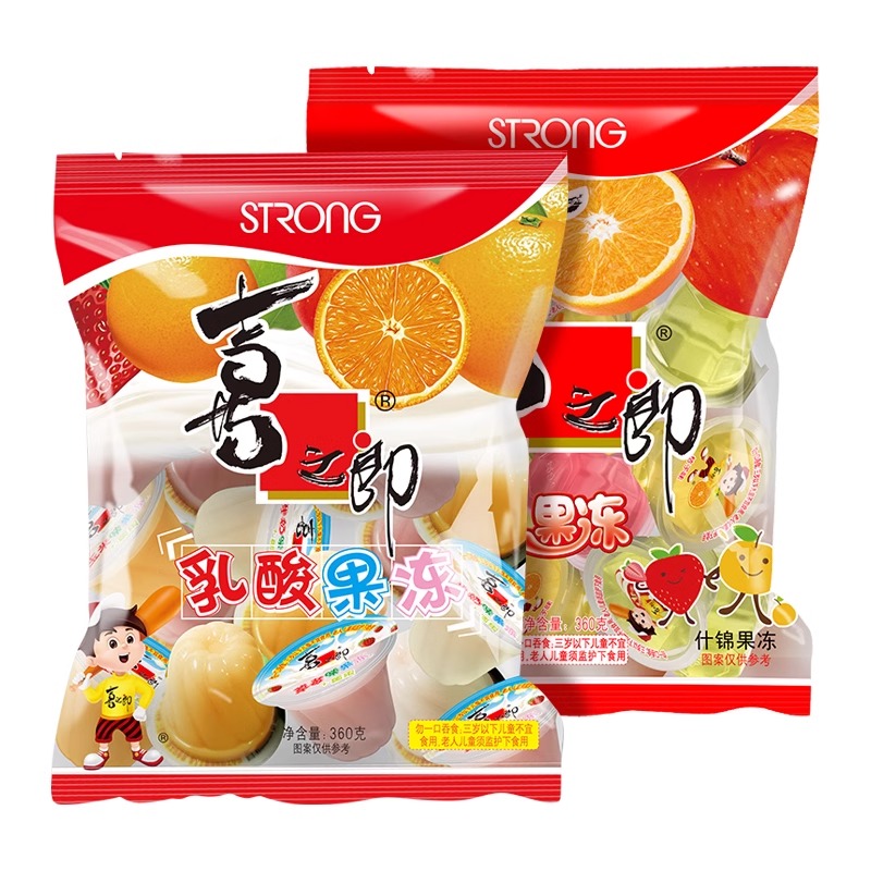 喜之郎果冻360g袋装什锦乳酸果汁果肉果冻儿童解馋休闲小零食批发