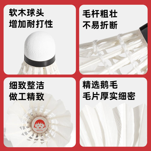 WCC 樱桃小丸子联名羽毛球鹅毛专业正品耐打软木室内外训练专用球 - 图2