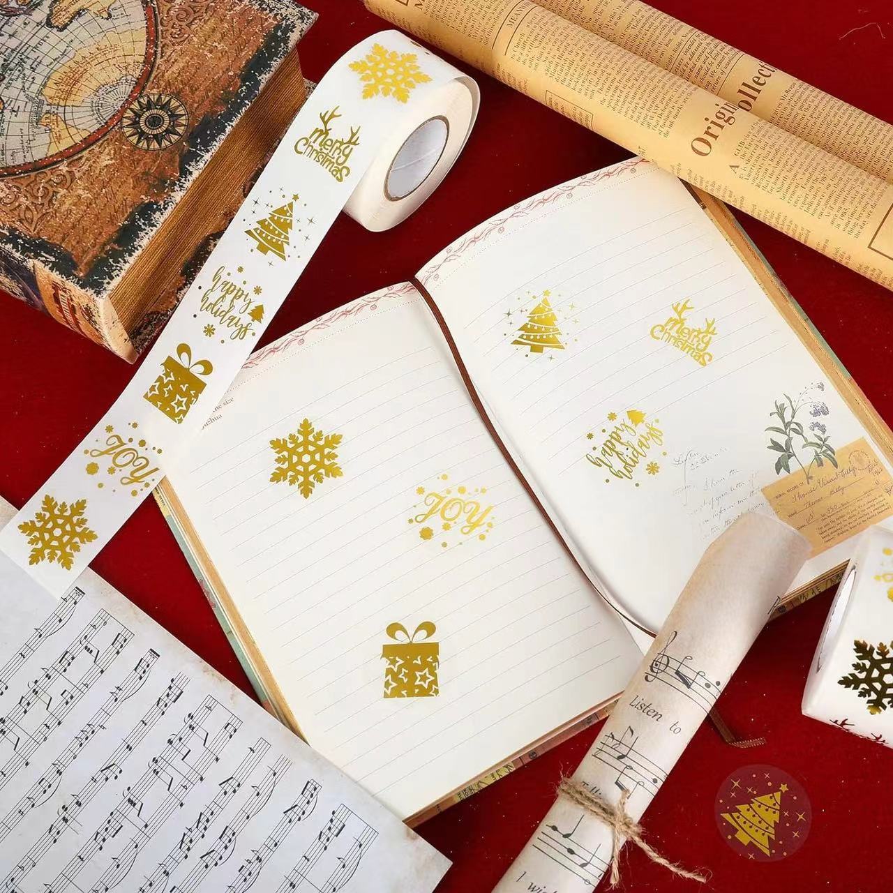 透明烫金圣诞节贴纸PVC礼盒包装密封贴标签圣诞派对防水装饰 - 图2
