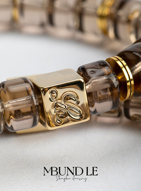 摩邦珠宝仲夏黑茶7-8mm茶晶水晶手链女款节日时尚礼品