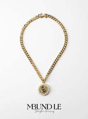 摩邦珠宝追星五角星古巴链项链