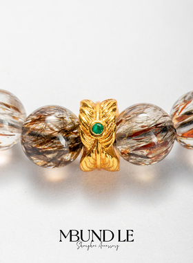 摩邦珠宝敏行讷言 7mm黑金超七水晶手链 女款新年礼物