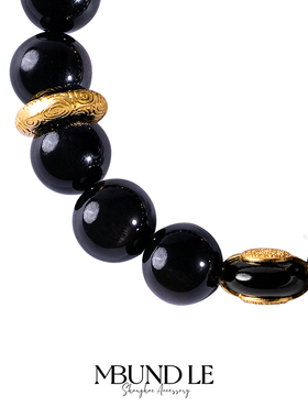 摩邦珠宝星辰守护黑色珠珠黑曜手链女款礼品