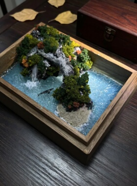 手工微缩景观木盒小夜灯扩香器