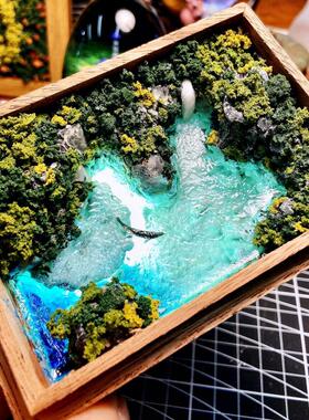 手工微缩场景木盒小夜灯扩香器